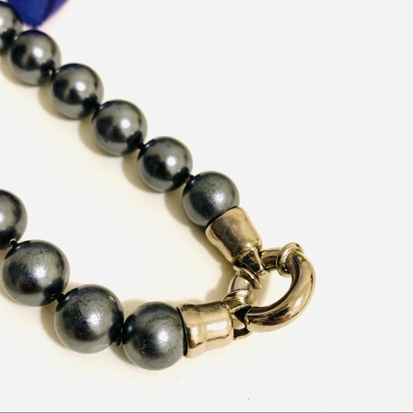vintage grey faux pearl bead choker necklace - Picture 11 of 11
